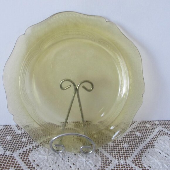 Amber Depression Glass Patrician Spoke Pattern Charger Plate yellow Depression - Picture 2 of 4